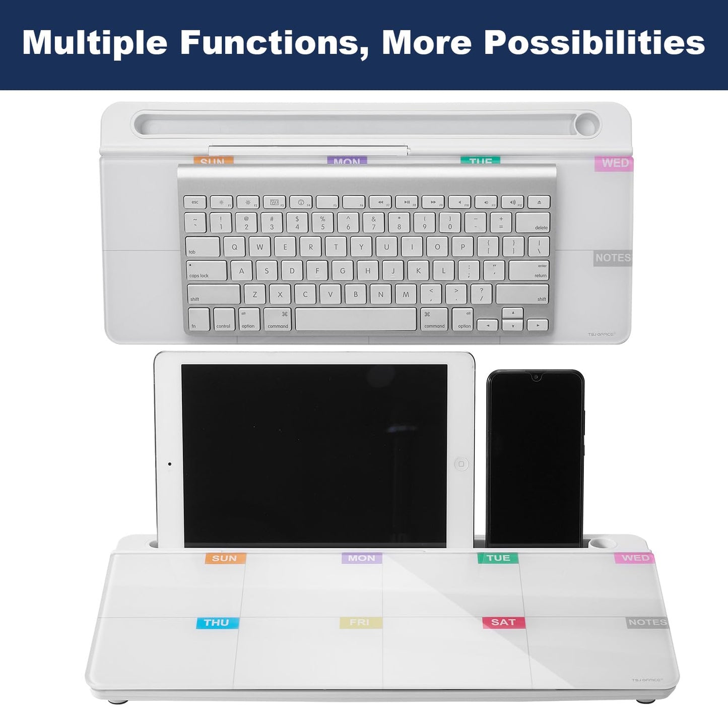 TSJ OFFICE Whiteboard Weekly Dry-Erase-Board - Desktop White Board Calendar Desk Organizers with Accessories Computer Keyboard Stand with Drawer, for Office, Home, School Supplies