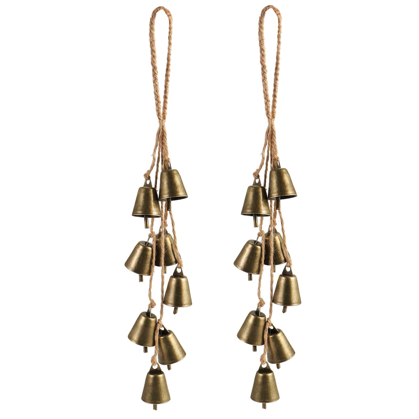 2 Pack Witch Bells for Door Knob Protection Outdoor Bells Small Hanging Bells for Door knob Witches Bells Magic Wind Chimes for Home Protection Witch Bells Kit(Rustic)