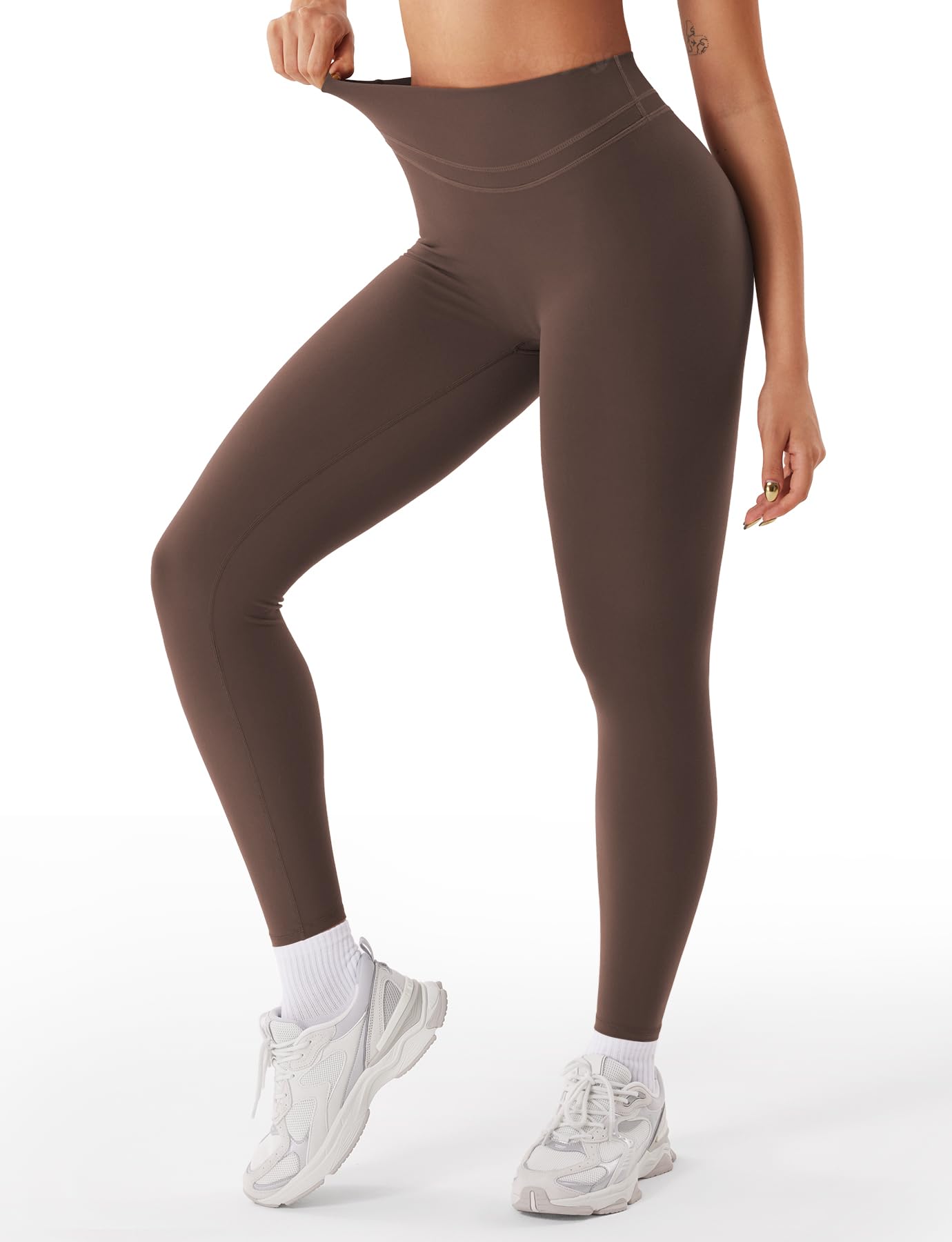 VOYJOY Womens Scrunch Workout Leggings Compression Butt Lifting Mid High Waist 26 Inches Seamless V Back Yoga Pants