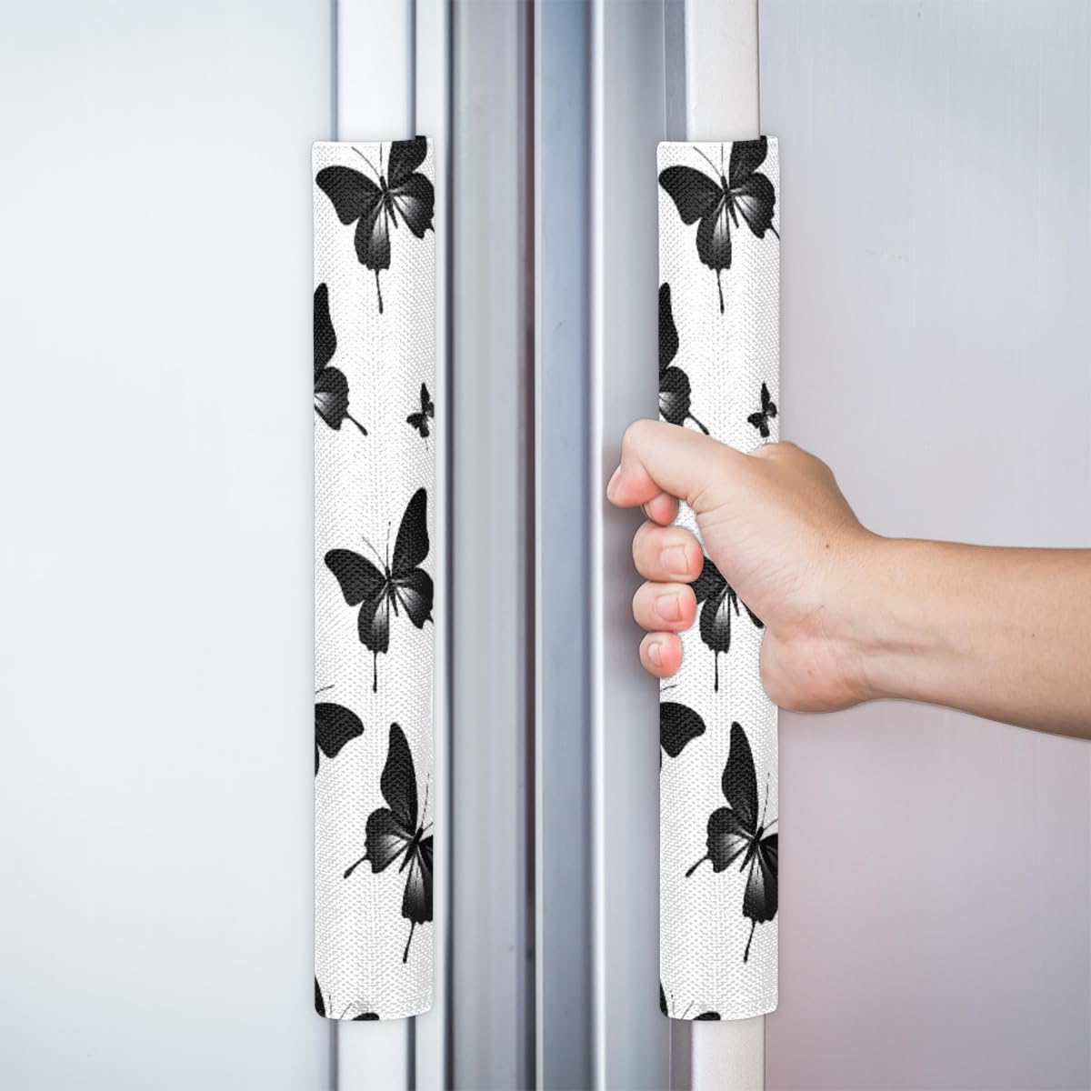 DXTKWL Black Butterfly Pattern Refrigerator Door Handle Covers Set of 2 Kitchen Appliance Handle Covers Protector for Fridge Microwave Stove Oven Dishwasher