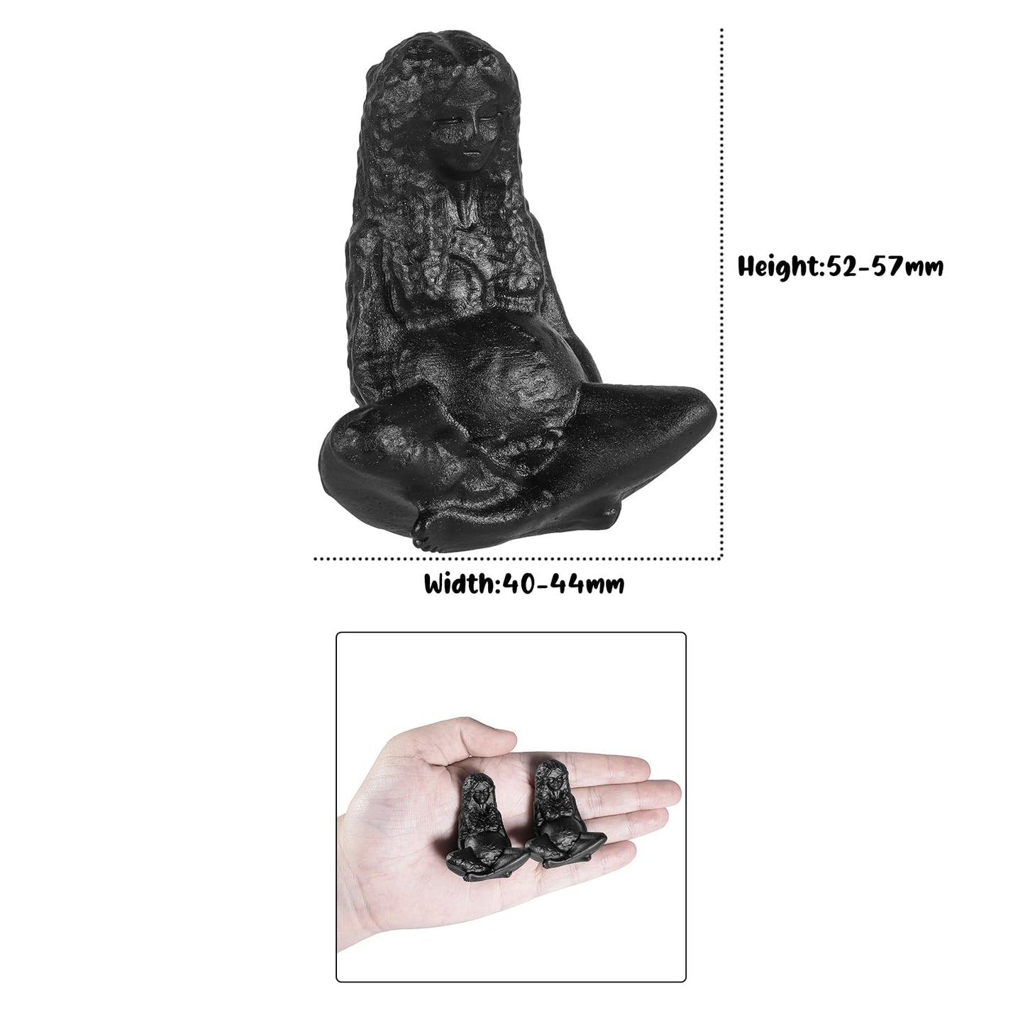 mookaitedecor Black Obsidian Crystal Mother Earth Figurine, Hand Carved Stone Gaia Goddess Statue Sculpture Ornament for Home Decor Collectible