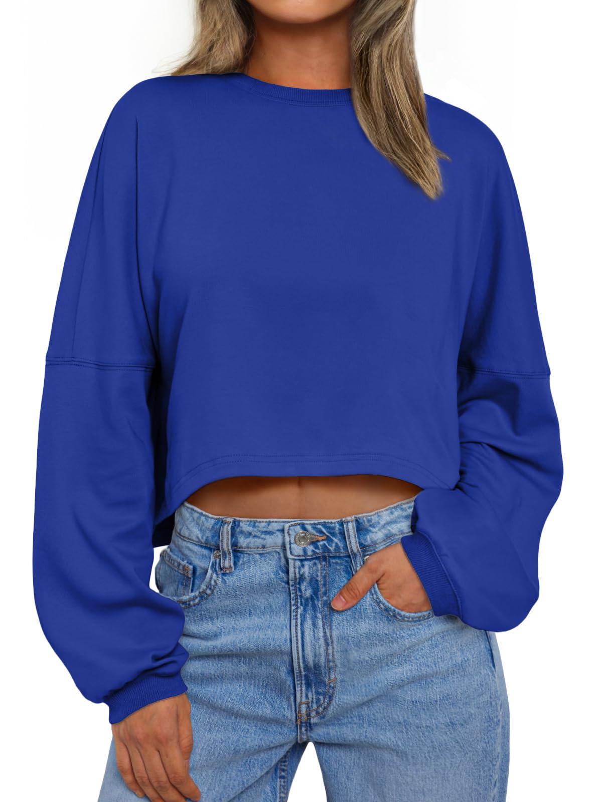 Trendy Queen Cropped Sweatshirts for Women Oversized Crewneck Sweaters Long Sleeve Tops Fall Winter Clothes 2025