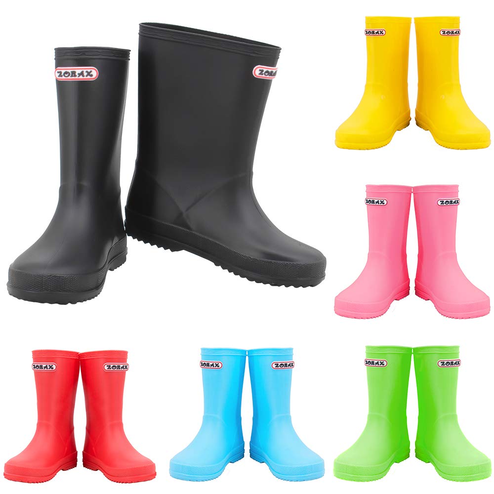 Zorax - UK3 Adult - EU34 - Black Girls Boys Waterproof Non-Slip Kids Motorbike Rain Boots Kids Rain Shoes Wellies Unisex Children Wellington Boots