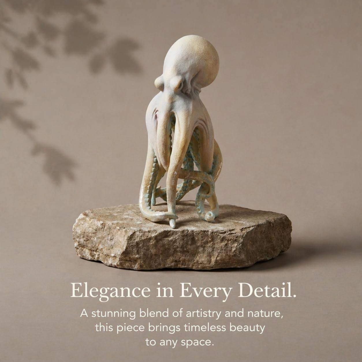 The Bridge Collection Resin Octopus Figurine – Coastal Octopus Statue with Detailed Tentacles – Nautical Ocean Marine Life Tabletop Figurine
