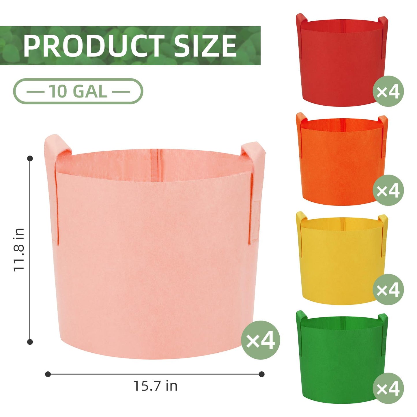 Ohiyoo 20 Pack 10 Gallon Grow Bags, Colorful Potato Plant Grow Bags with Handles, Nonwoven Fabric Garden Pots for Vegetable Fruit Flowers Herbs Tomato Potato Growing (10 Gal)