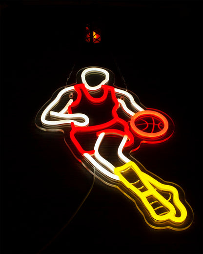 Basketball Neon Signs for Wall Decor,Sport Basketball Player LED Neon light, Dimmable USB Powered, Decor for Home Gym Bedroom Man Cave Arena Room Bar Garage,Gift for Basketball Fans