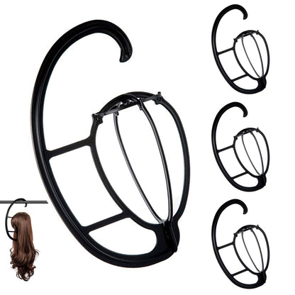 Dreamlover Portable Wig Hangers, Wig Holder Head for Long Hair, Hanging Stands, Cap Display Holders, Black, 4 Sets