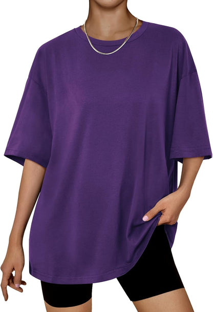 Trendy Queen Womens Oversized Summer T Shirts Plus Size Batwing Cute Casual Tops Short Sleeves Fashion Workout Clothes