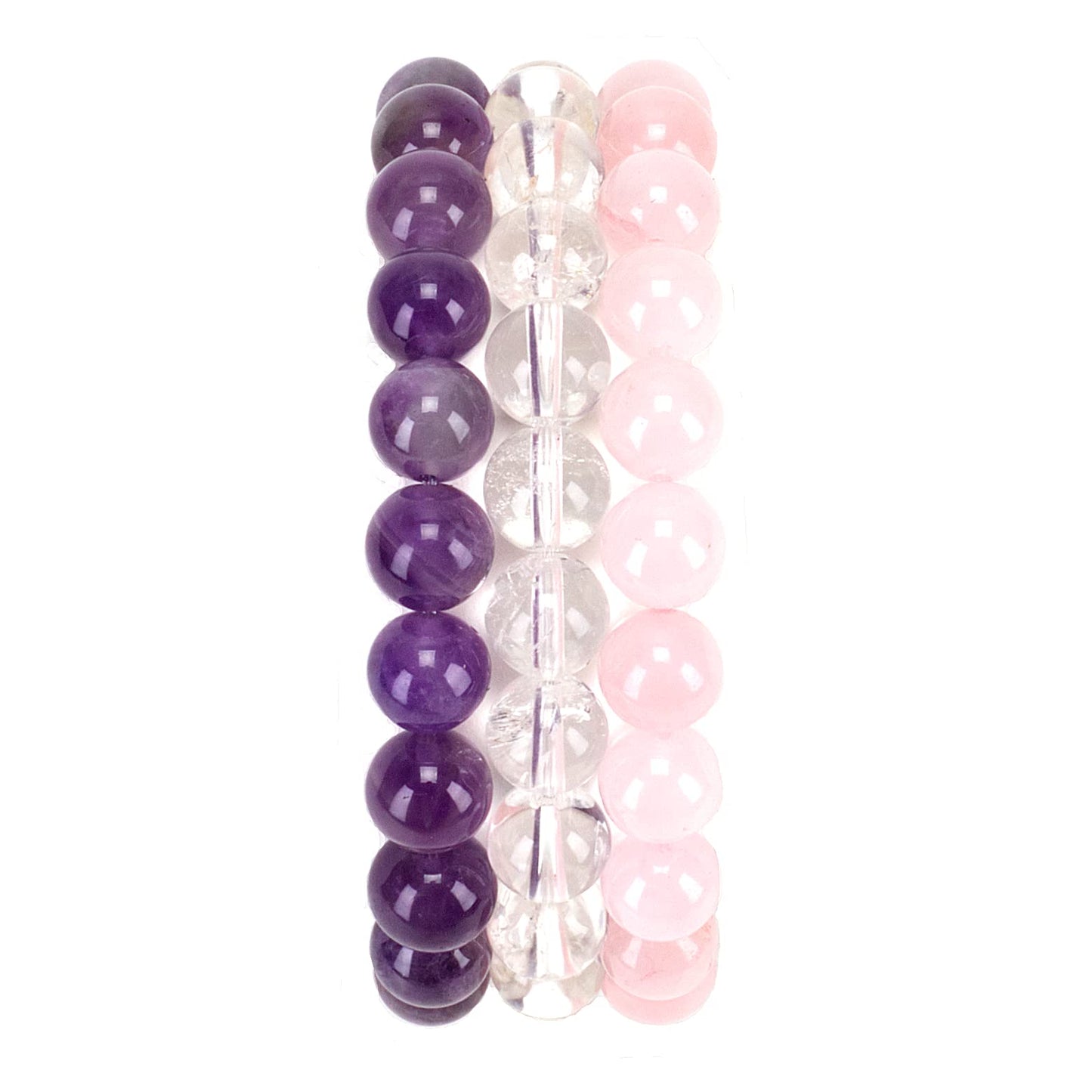 Cherry Tree Collection Gemstone - Small, Medium, Large Sizes - 3 Beaded Bracelet Set With Gift Box - Bracelets For Men and Women - 8mm Beads (Health and Wellness - Large)