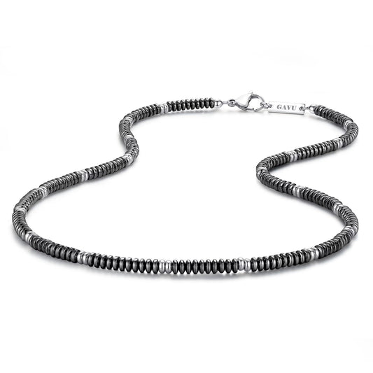GAVU Stainless Steel Hematite Beaded Necklace, Crystal Necklace for Men