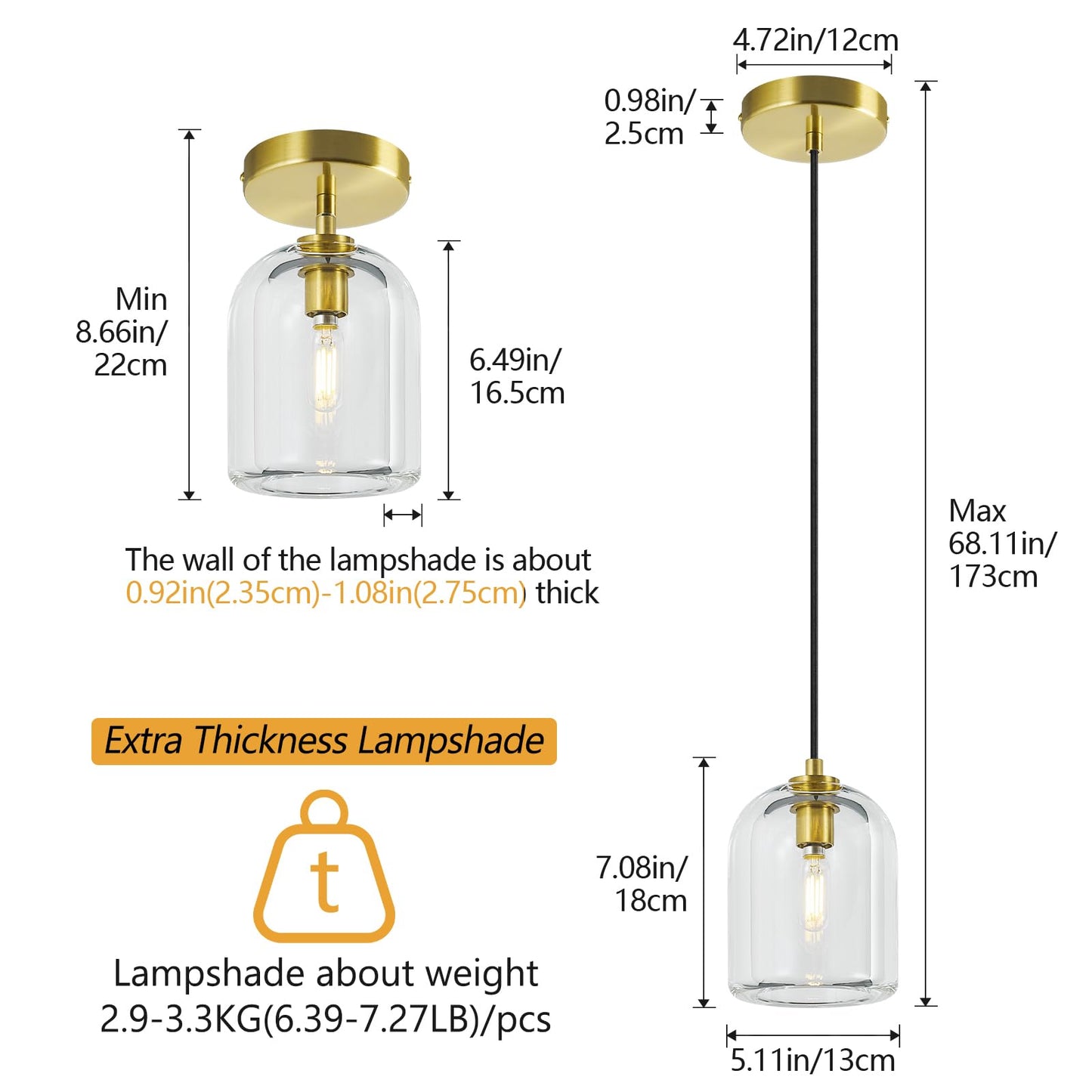 LBSQJ Modern Gold Pendant Lights Kitchen Island Ceiling Chandelier Indoor Crystal Hanging Light Fixtures for Dining Room Kitchen Living Room Bedroom（3Pack）