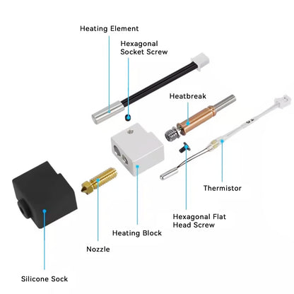 ANYCUBIC Kobra 3 Hotend 3D Printer Extruder Print Head with Silicone Sock 0.4mm Brass Nozzle 24V Ceramic Cartridge Heater Without Heat Sink for Kobra 3,Kobra 3 Combo 3D Printers
