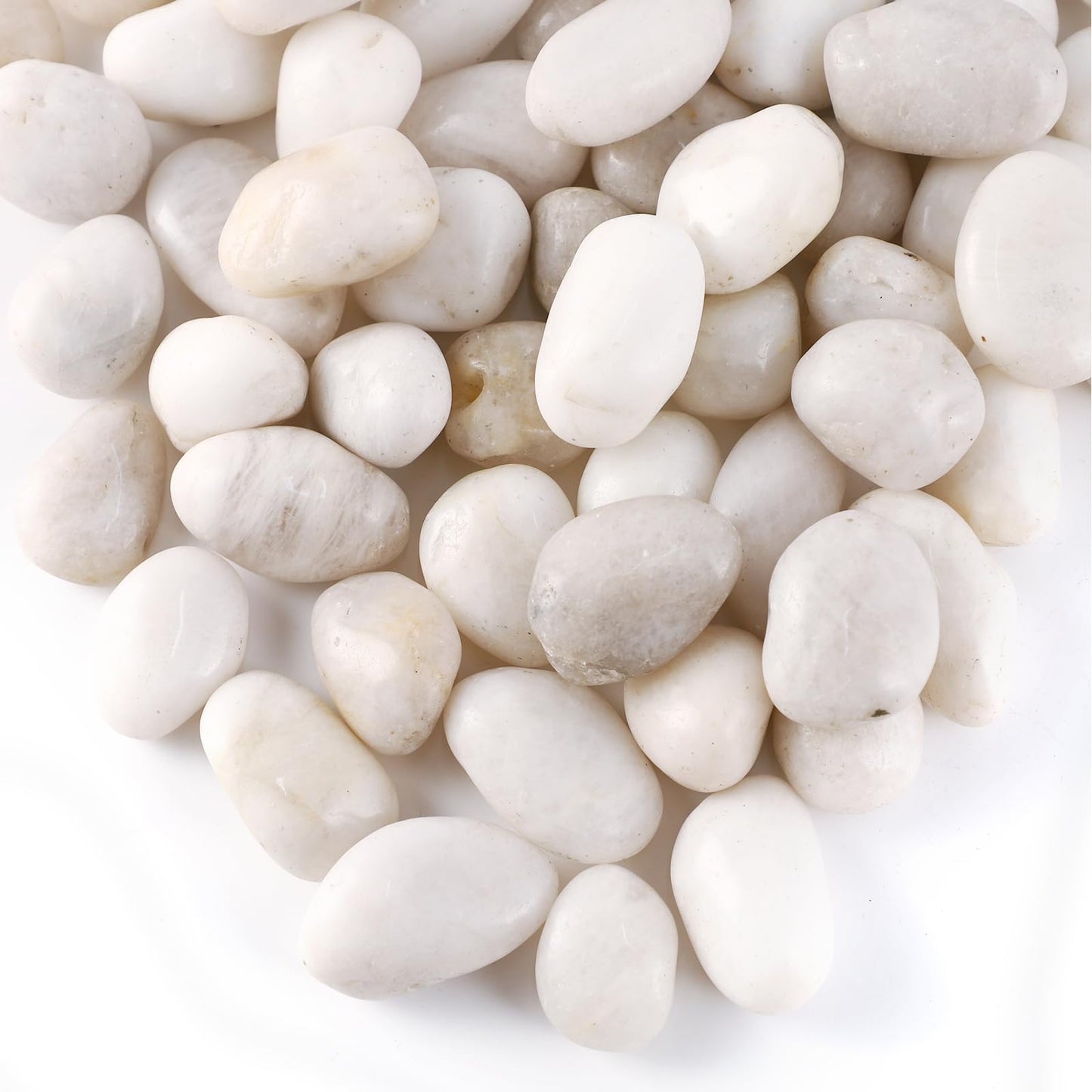 LMtonble 11LB River Pebbles Polished Gravel for Plants Natural White Plant Stones River Rocks 3/4-1 5/8 Inch River Stones for Landscaping Small Pebbles for Crafts