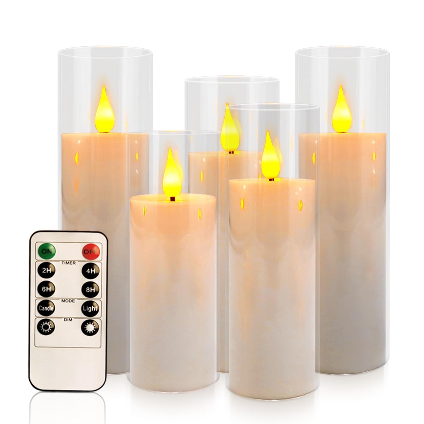 YOROXRG Flameless Candles,Battery Operated LED Candles Ideal for Halloween, Christmas,Home Decor,Home Party Wedding Indoor Outdoor,White 2.2X5“6”6“7”7“H