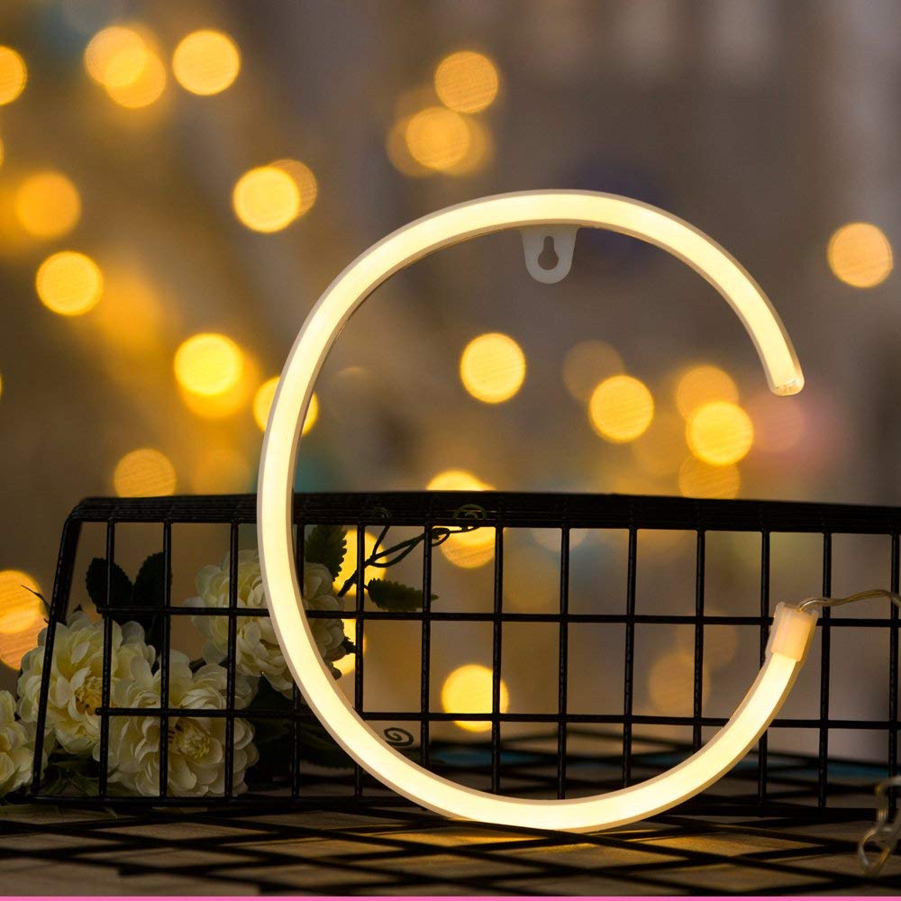 LED Warm White Alphabet Neon Art Lights Neon Letter Sign Night Lights with Battery/USB Operation for Wedding Birthday Party Christmas Home Bar Decoration