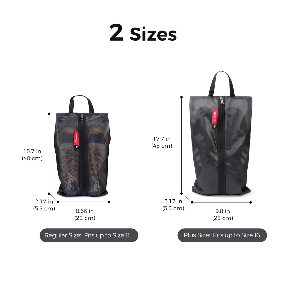 pack all Shoe Bag for Travel, Water-Resistant Shoe Pouch for Gym, Odor-Resistant Soccer Cleats Bag for Sport (Black, 1-Pack)