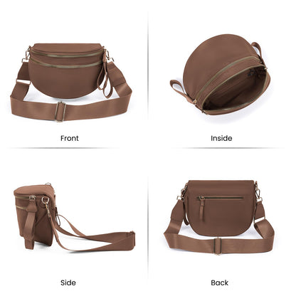 Nylon Crossbody Bags Bum Bag for Women Large Sling Bag Purse with Adjustable Strap（Black）