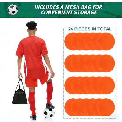 ZIECE 4inch Poly Spots Spot Markers for Gym Floor, 24 Pcs Flat Cones Non-Slip Rubber Floor Dots Agility Markers for Soccer Basketball Sports Speed Training, Dance, Classroom Activities
