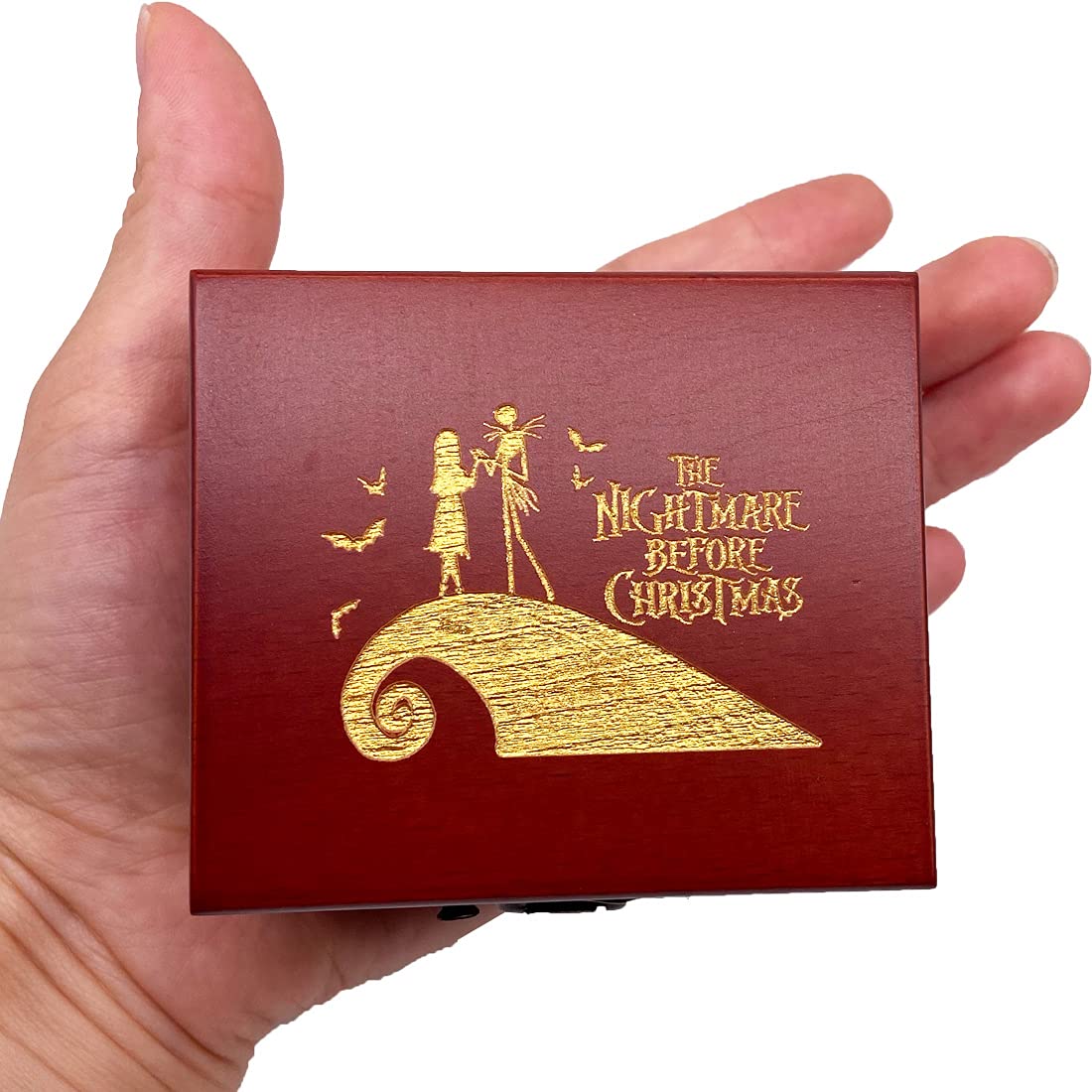 Youtang Halloween Christmas Music box Carved Wood Musical Box Wind Up Mechanism Colockwork Gift for Christmas,Birthday,Valentine's Day (Tune:This is Halloween, gold)