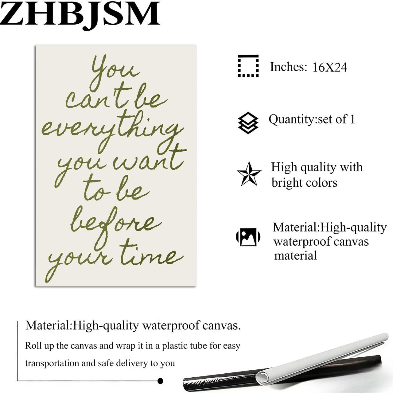 Slow Down & You Can't Be Everything Quote Wall Art Set of 2 Modern Minimalist Sage Green Neutral Tone Inspirational Wall Decor for Living Room Bedroom Office Calming Mindfulness Art 16x24 Inch Unframed