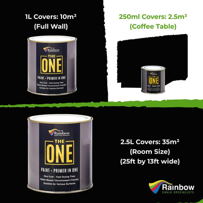 THE ONE All-In-One Paint & Primer - Black Matte, 250 ml | Multi-Surface 1 Coat Formula | Easy Indoor & Outdoor Decorating for Home & Garden Walls, Floors & Furniture | Durable, Water-Based & Low VOC