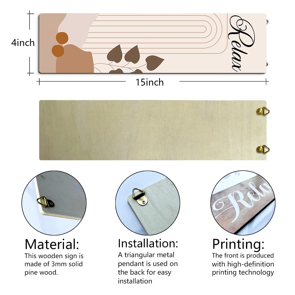 Relax Soak Unwind Breathe Decorative Wooden Wall Sign, 4 Plaques - Decor Accent for Bathroom, Home & Housewarming Gifts