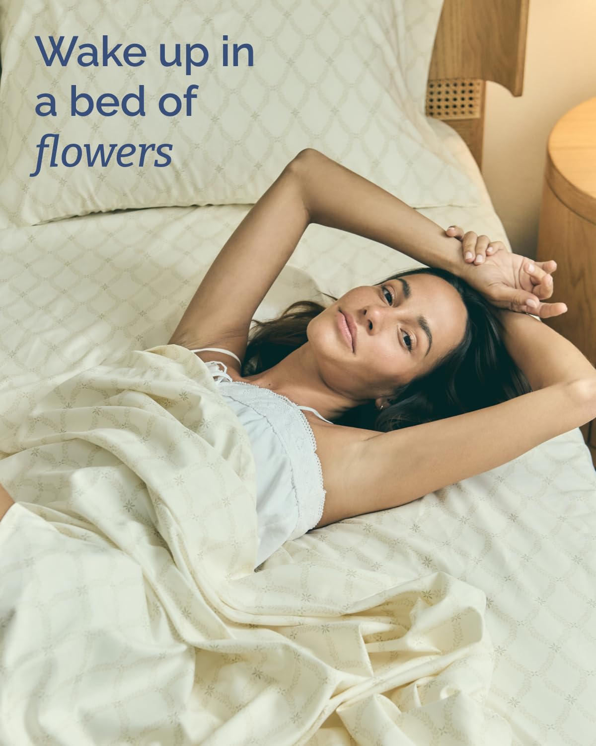 Floral Sheets - Neutral Floral Bed Sheet Set - 1 Flat & 1 Fitted & 2 Pillowcases w/ Deep Pockets - Comfy, Wrinkle & Fade Free Boho Botanical Bedding - Ultra-Soft, Breathable & Cooling - Queen Size