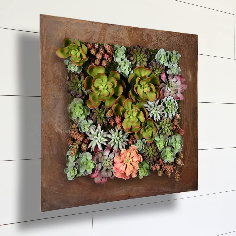 Modern Home Living Wall Galvanized Steel/Zinc Succulent Planter, Wall Mounted Garden Pocket Planter (16 Pocket, Rust Zinc)