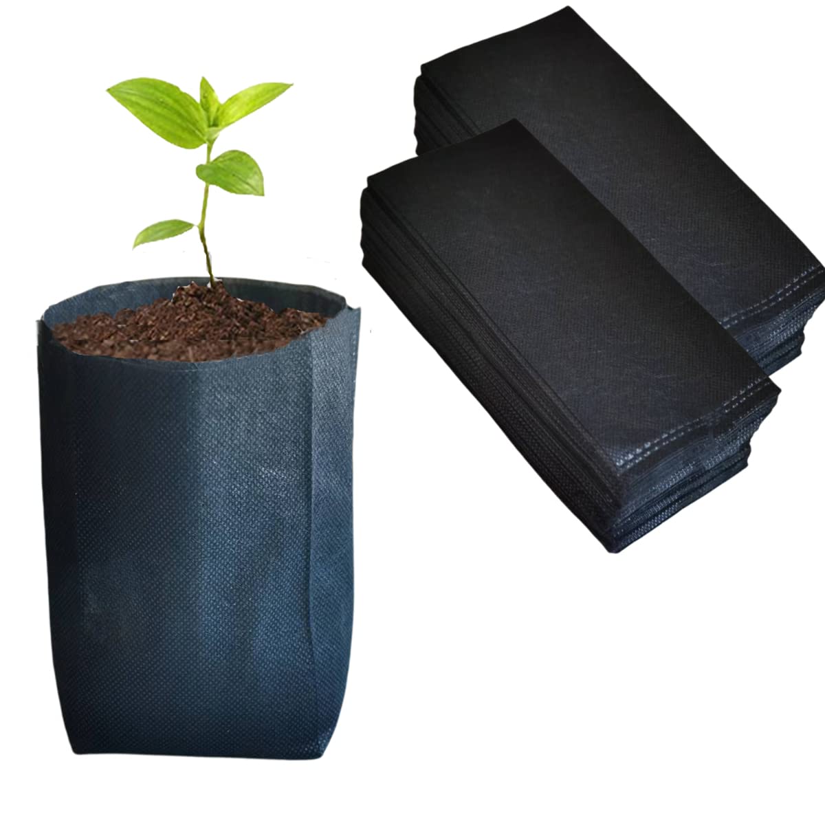 Gardtree 200PCS 5.5×6.3 Inch Breathable Plant Grow Bags - Biodegradable Non-Woven Plant Seedling Pots for Seed Starting, Indoor/Outdoor Vegetables, Herbs, Flower | Easy Transplant, Space Saving, Black