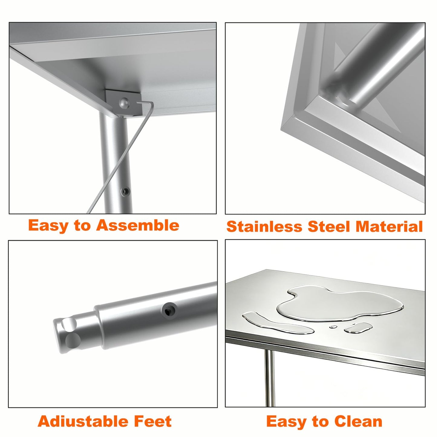 Weejian Stainless Steel Prep Table 36 x 24 x 33.5 Inch, Heavy Duty Commercial Work Table with Adjustable Undershelf, Kitchen Prep Table for Restaurant Bakery Home Workshop Garage