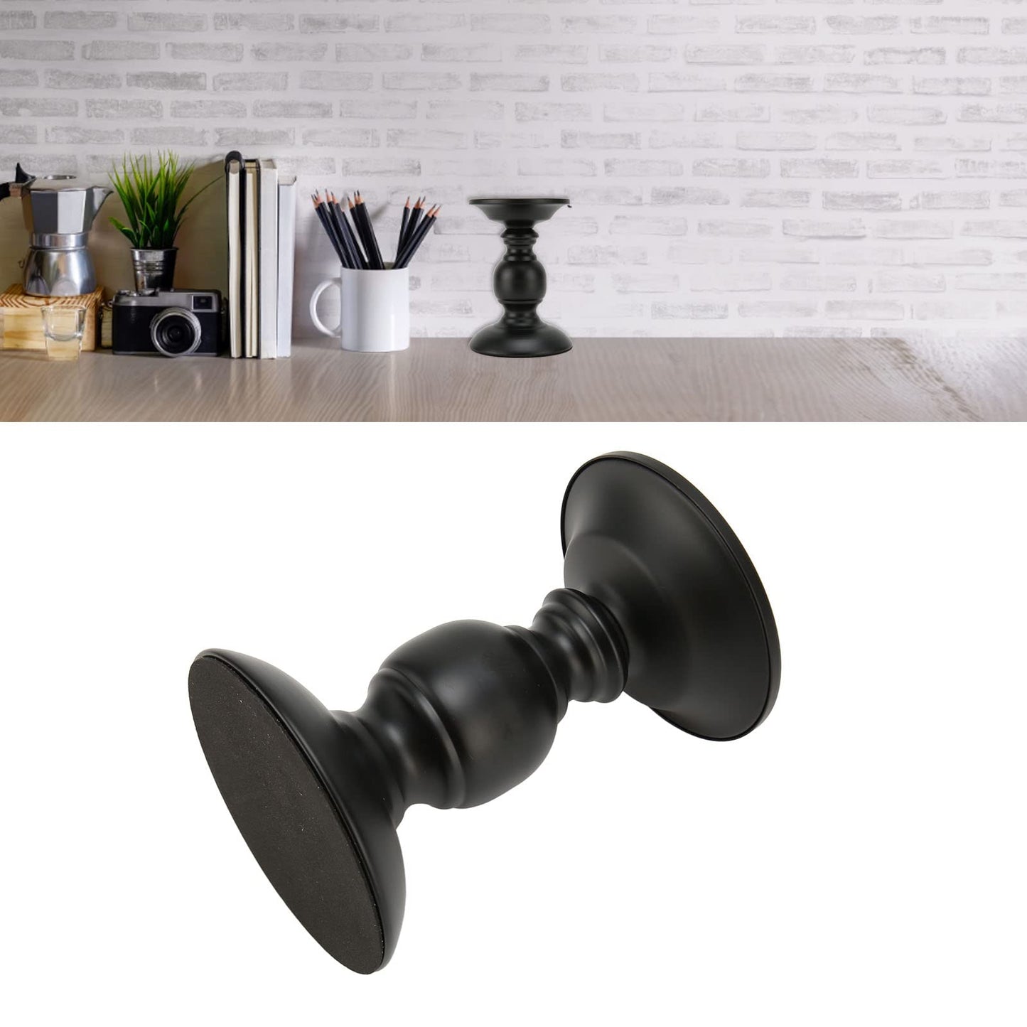 Tyenaza Pillar Candle Holder Rustproof Black Metal Iron Matte Pillar Candle Holder Ornament Dining Table Decoration for Wedding, Dining Table, Party