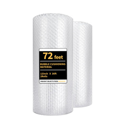 Bubble Cushioning Wrap 2 Pack 12 Inch x 72 ft Bubble Wrap for Packing，Moving Boxes and Shipping for Your Business，Perforated Every 12 in.Suitable for Filling Packaging Boxes.