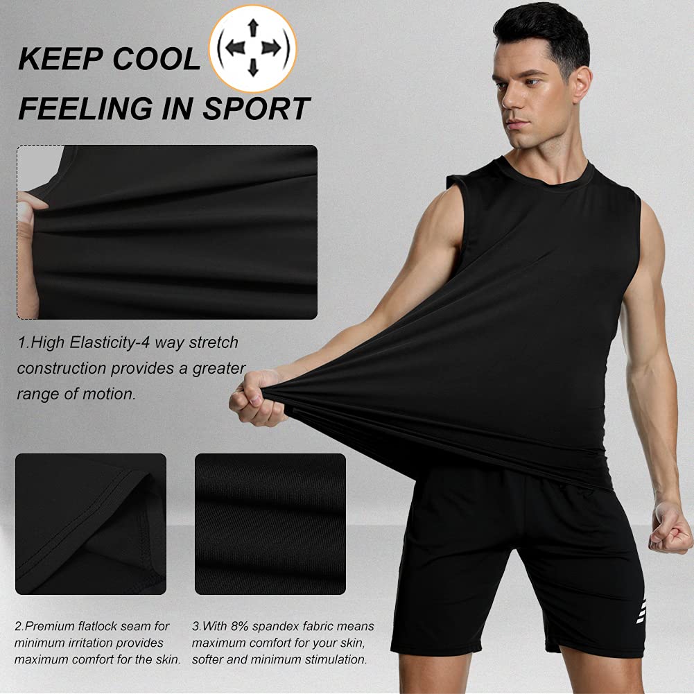 MeetHoo Men's Tank Top, Muscle Shirts, Tank Shirt, Sleeveless Shirt, Quick-Drying Undershirt, Gym, Running for Men