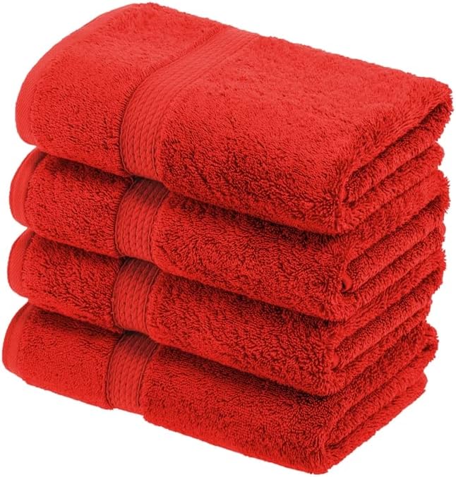 SUPERIOR Egyptian Cotton Pile Hand Towel Set of 4, Ultra Soft Luxury Towels
