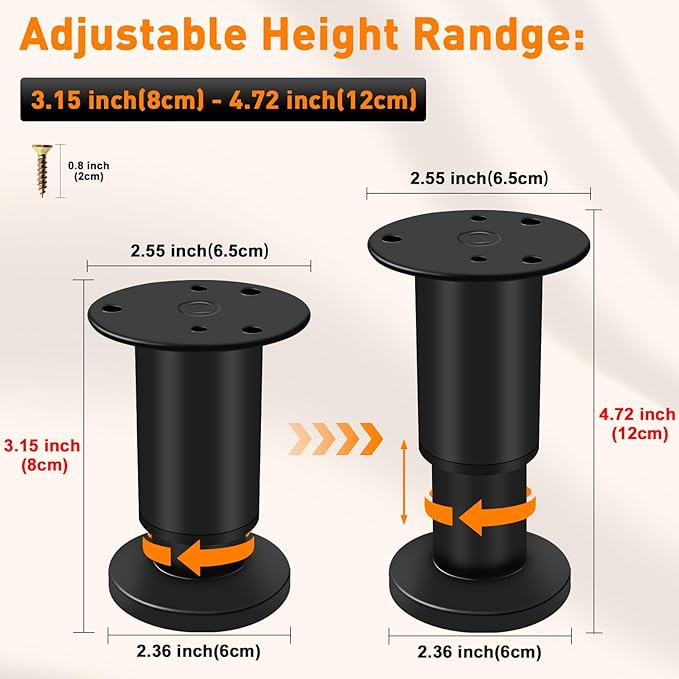 4 Pcs Adjustable Furniture Legs