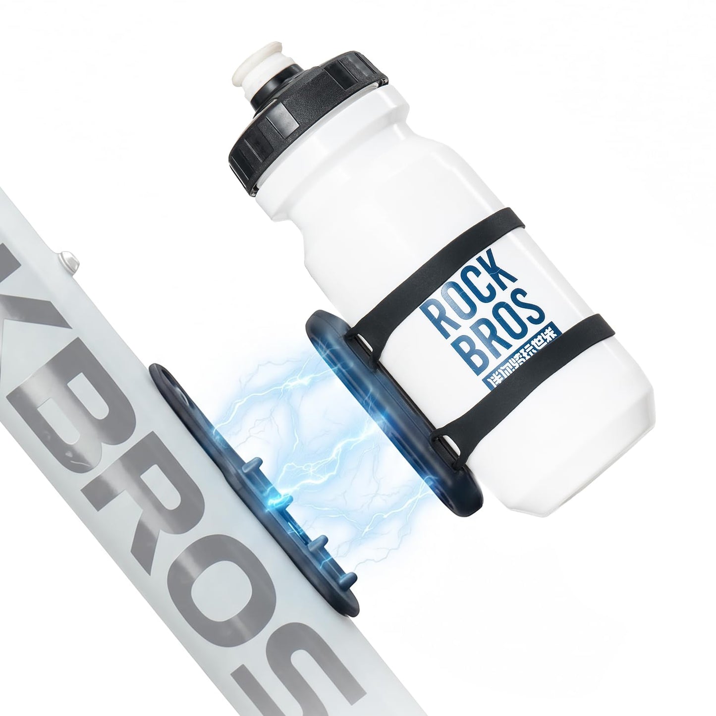ROCKBROS Bike Water Bottle Holder with Strap, Magnetic Water Bottle Holder for Bike, Bike Cup Holder for Road, Mountain, Folding Bike, Ebike & Scooter