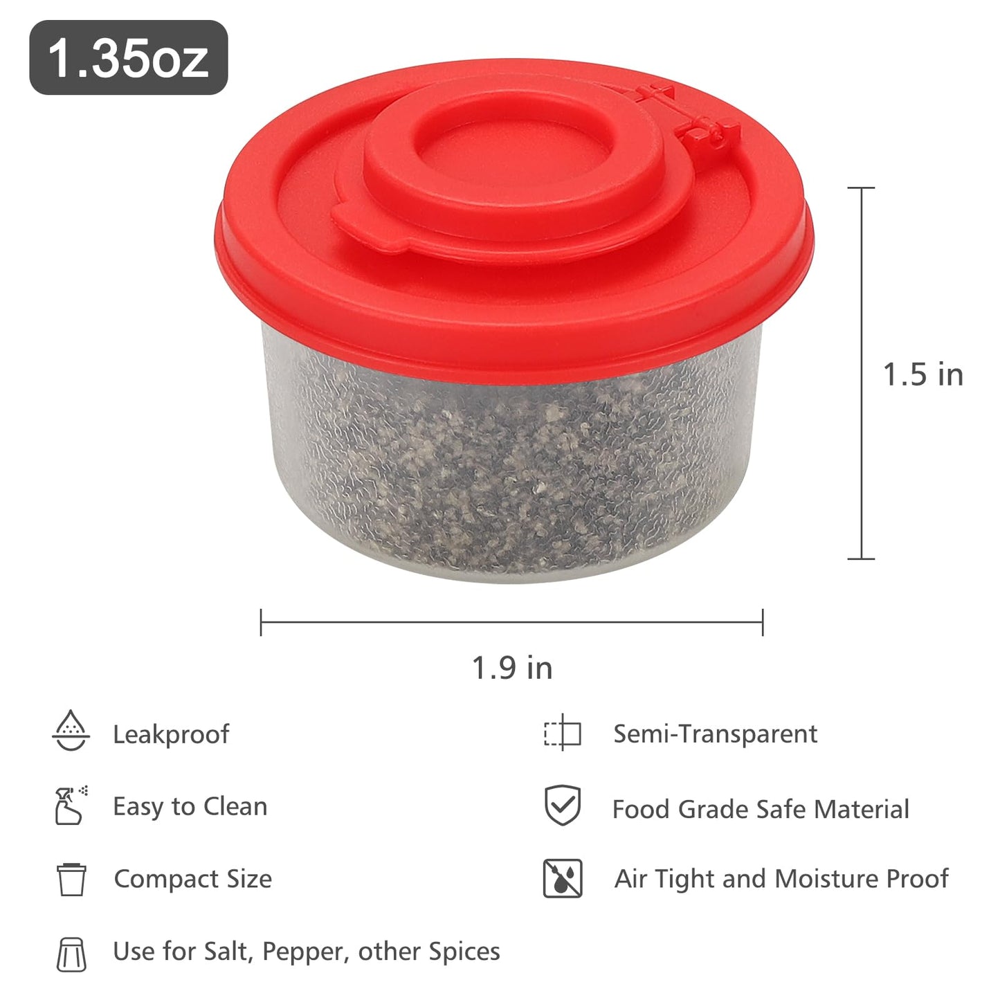 Accmor 4pcs Salt and Pepper Shakers, Mini Salt Shaker to go Moisture Proof Salt Pepper Shakers Spice Container Dispenser for Camping Picnic Lunch Boxes Travel Kitchen