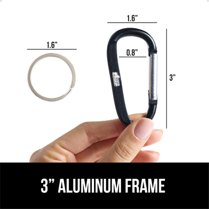 GORILLA GRIP Carabiner Clip, 3" D Ring, Pack of 6 Heavy Duty Aluminum Key Holder Clips Hold 170lbs, Rust, Scratch-Resistant Camping Essentials, Hiking Gear, Tactical Backpacking Keychains, Black