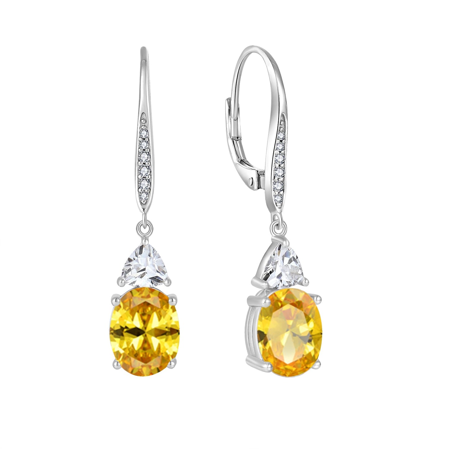 Rocayi Oval Citrine Earrings for Women 925 Sterling Silver Dangle Drop Leverback Earrings November Birthstone Jewelry for Her