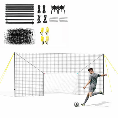 3-in-1 Soccer Goal with Rebounder & Backstop Net, Soccer Training Equipment for Backyard, Soccer Rebounder for Shooting, Passing & Ball Control, Kids & Youth (Junior)