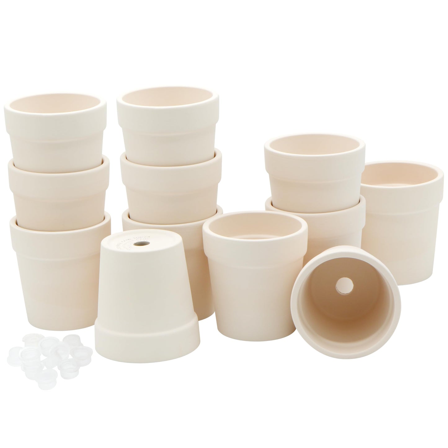 4E's Novelty Ceramic Flower Pots with Drainage Holes, 3.14", Pack of 12, Small Clay Garden Planters for Succulents, Cactus, Plants, DIY Easter Spring Craft Activity