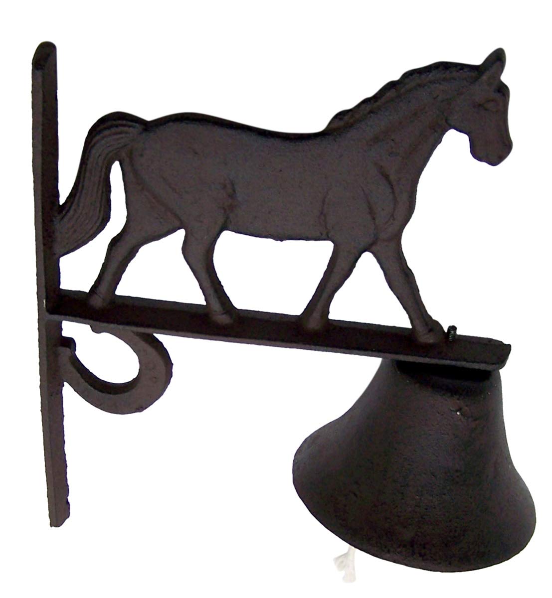 Farmhouse Equestrian Charm Dinner Bell, Vintage Cast Iron Cowbell, 7.75 Inches