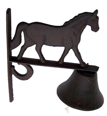 Farmhouse Equestrian Charm Dinner Bell, Vintage Cast Iron Cowbell, 7.75 Inches