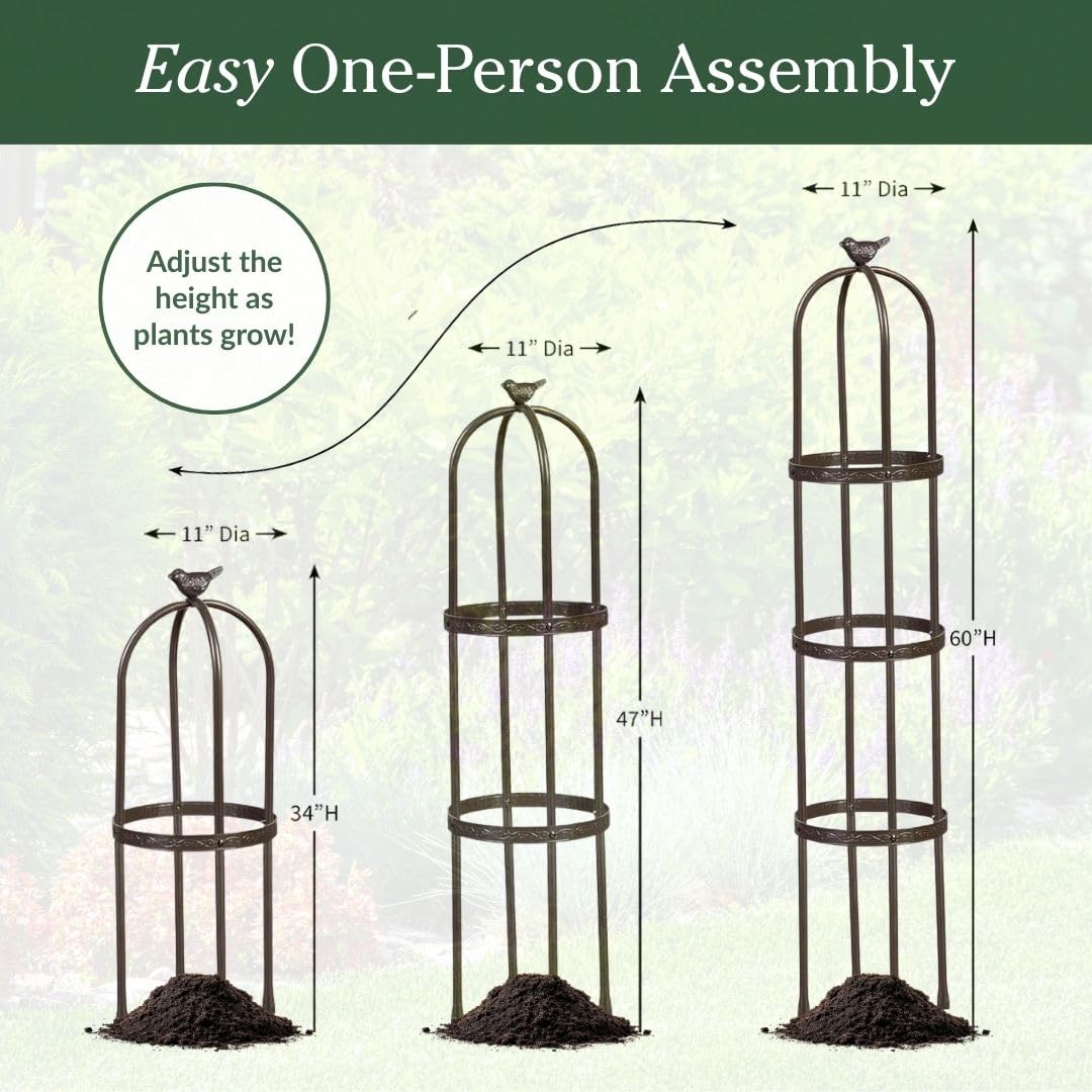 Evergreen 7 Feet Garden Metal Garden Obelisk Trellis for Climbing Plants Outdoor | Indoor Plant Trellis for Potted Plants | Floral Pattern Arch Trellis | Bronze