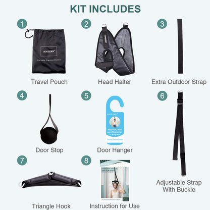 soulern Neck Stretcher Cervical Traction Device for Home Use - Over The Door Cervical Neck Traction Device for Decompression Home Physical Therapy, Portable Neck Traction Device for Neck Pain (Black)