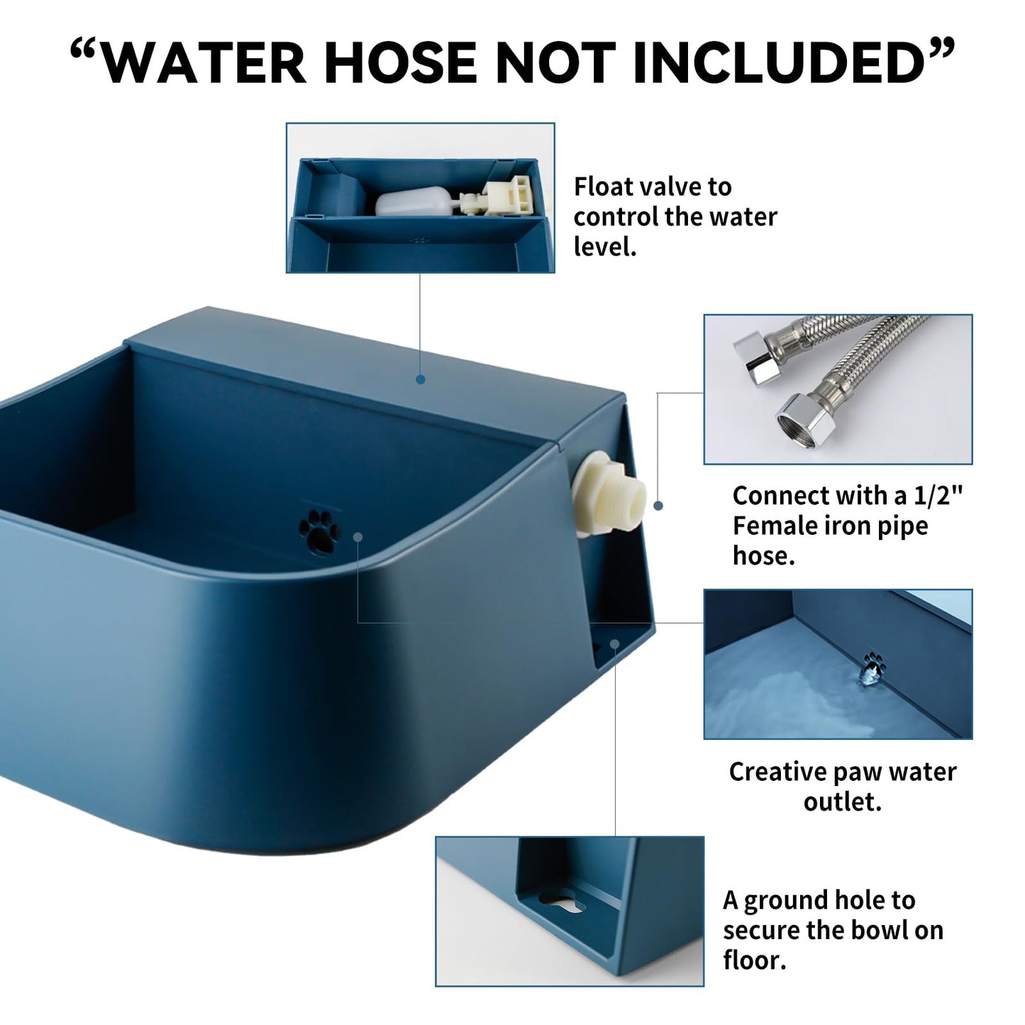Namsan Automatic Dog Water Bowl with Float Valve 2L Pet Water Trough Water Feeder Anti-Splash Anti-Overflow Float Bowl for Dog Cat Sheep Chickens