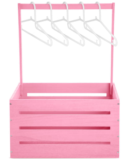 Suzile Wooden Baby Shower Crate Closet Wood Basket for Gifts with Handle Boy Girl Clothes Gender Reveal Storage Box for Newborn New Parent(Pink)