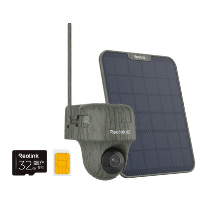 REOLINK 4K Cellular Trail Camera, 3G/4G LTE 360° True Security Camera Wireless Outdoor, Animal Recognition, No-Glow IR, Smart Motion Activated, 32GB SD+SIM Card Included, Go Ranger PT+Solar Panel 2