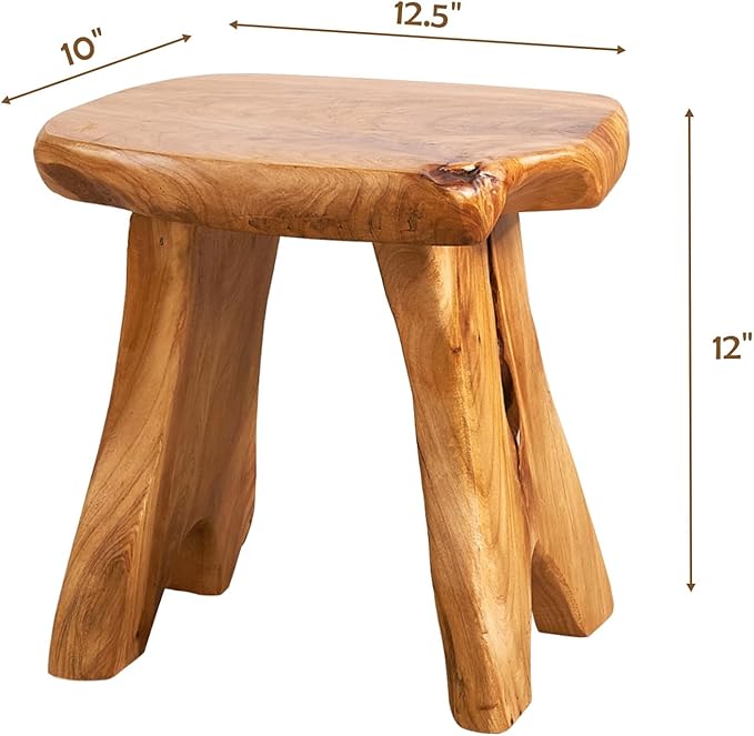 Natural Shape Stump Stool 12.5"x10"x12" Solid Wood Cedar Root End Table Rustic