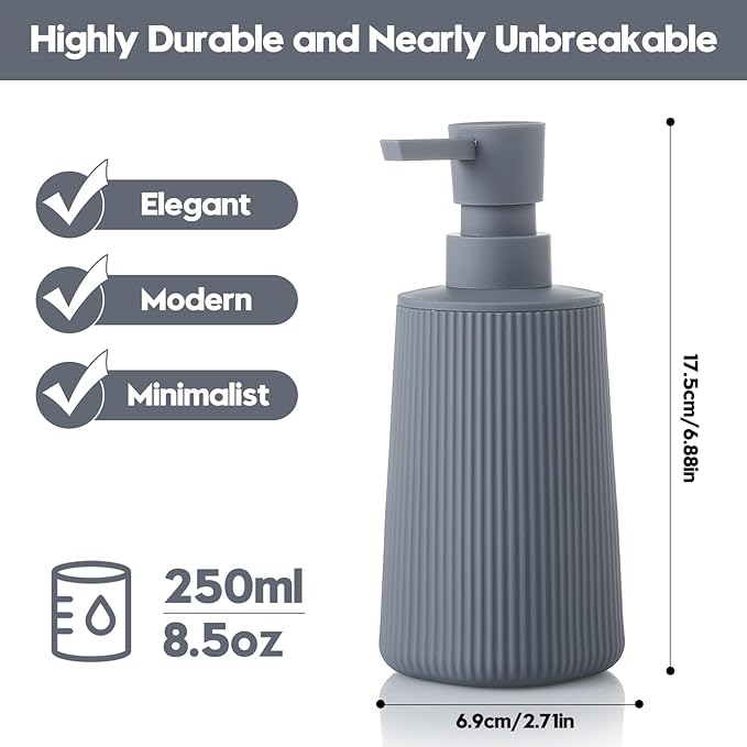 Small Soap Dispenser for Bathroom and Kitchen, Modern Farmhouse Striped Style